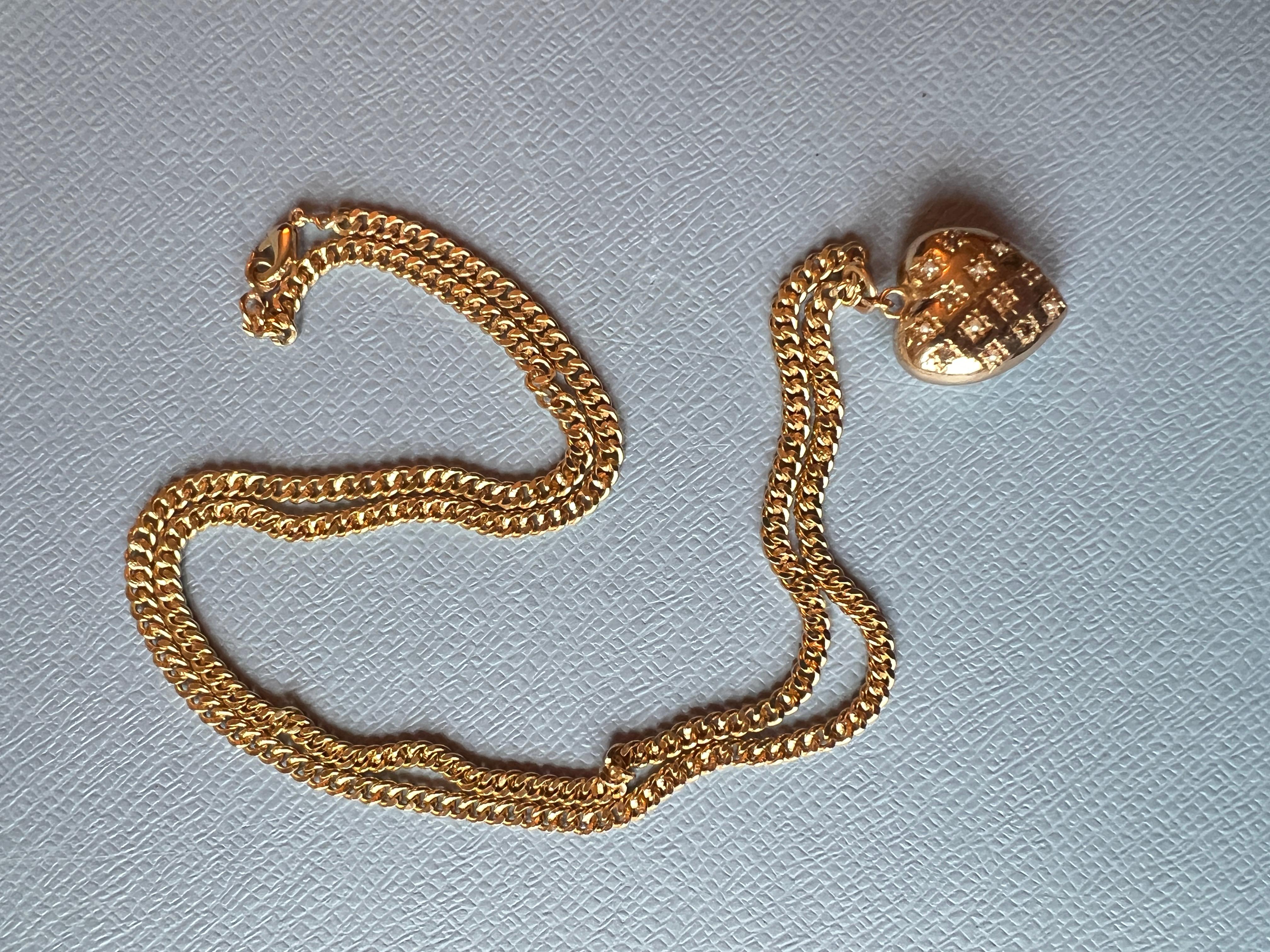 Heart Chain Necklace White Diamond White Pearl Victorian Style Puffy Heart For Sale 2