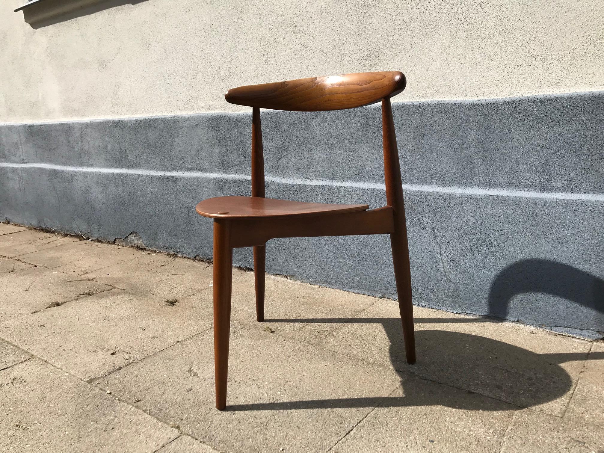Heart Chair in Oak & Teak by Hans Jorgen Wegner for Fritz Hansen, 1950s In Good Condition In Esbjerg, DK