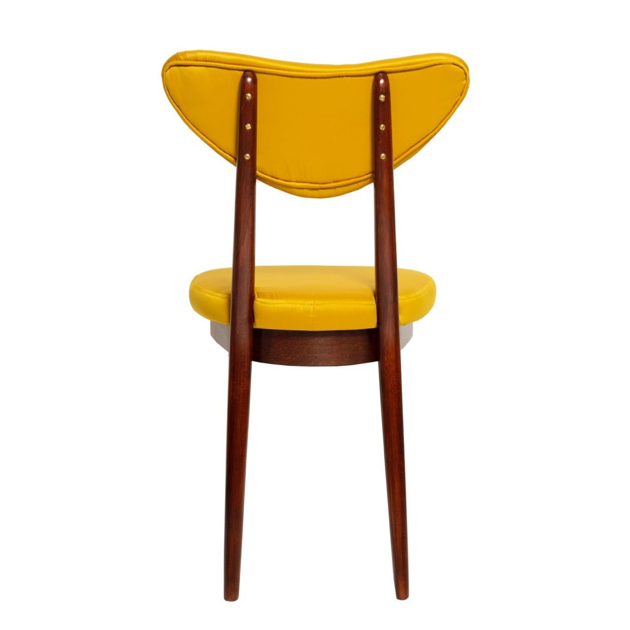 Mid-Century Modern Heart Chair in Yellow Dedar Gildo by Vintola Studio, Beechwood Upholstered Seat For Sale