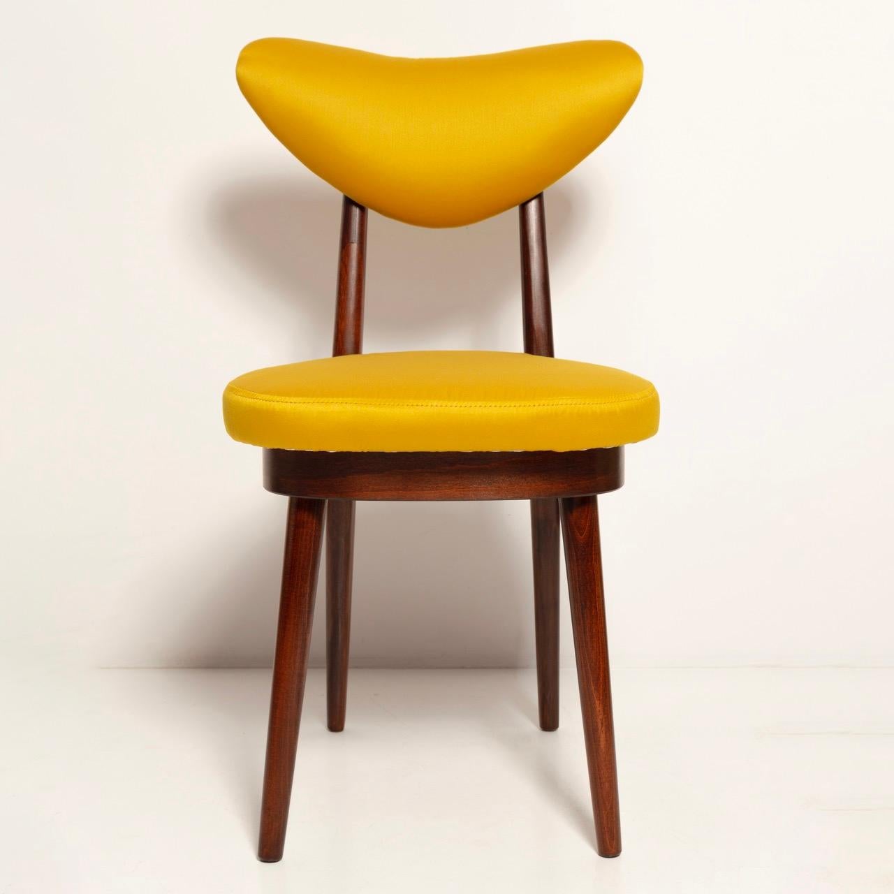Polish Heart Chair in Yellow Dedar Gildo by Vintola Studio, Beechwood Upholstered Seat For Sale