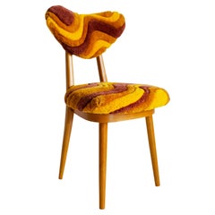 Heart Chair in Yellow Wool by Vintola Studio, Hand-Tufted Multicolored Seat