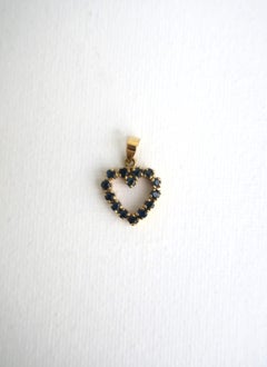 Heart Charm Pendant Blue Sapphires 14-Karat Gold