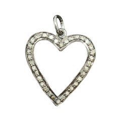 Colgante Corazón Diamante Pave Plata 925 Colgante Minimalista Regalo de Cumpleaños.