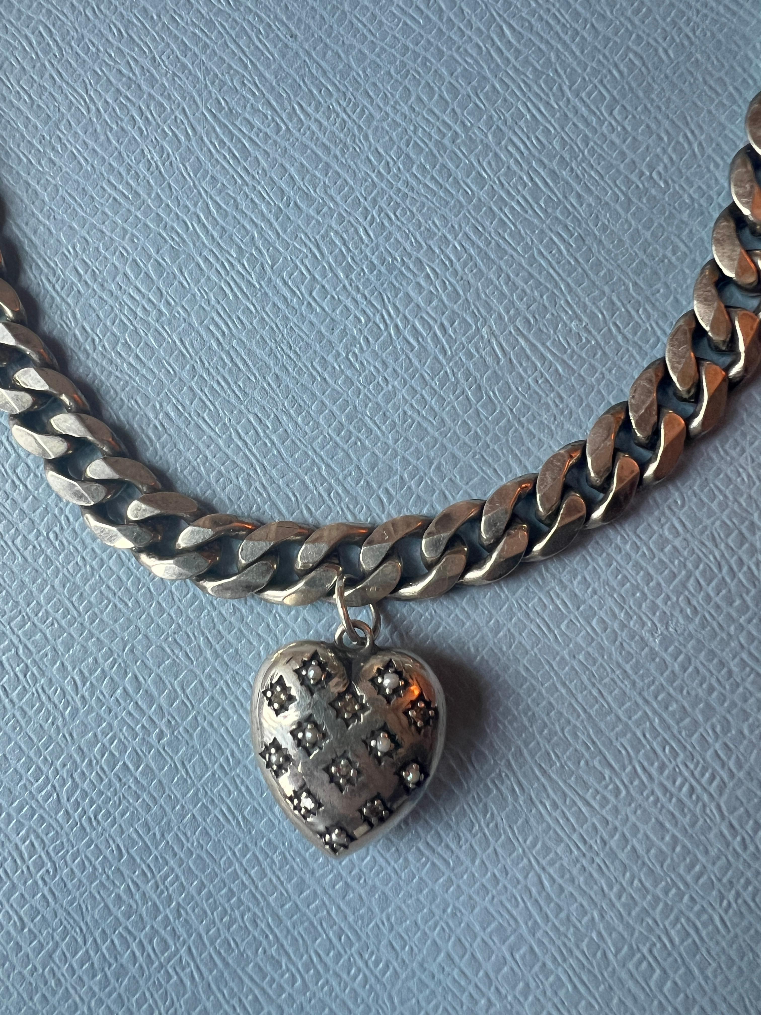 Heart Choker Necklace Silver White Diamond In New Condition For Sale In Los Angeles, CA