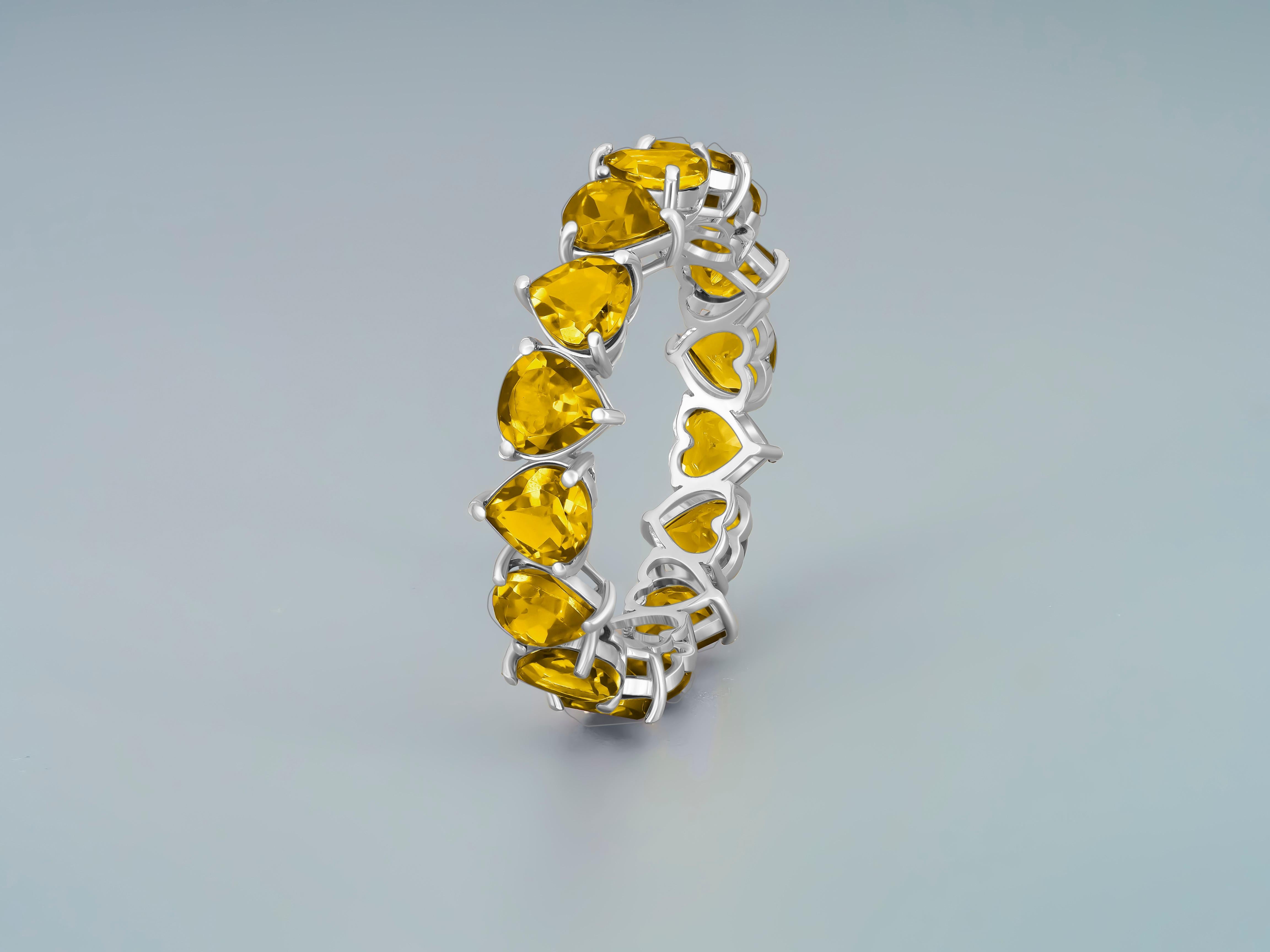Heart citrine Eternity Ring in 14k gold.  For Sale 3