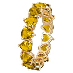 Anillo Eternidad Corazón Citrinos Oro 14k