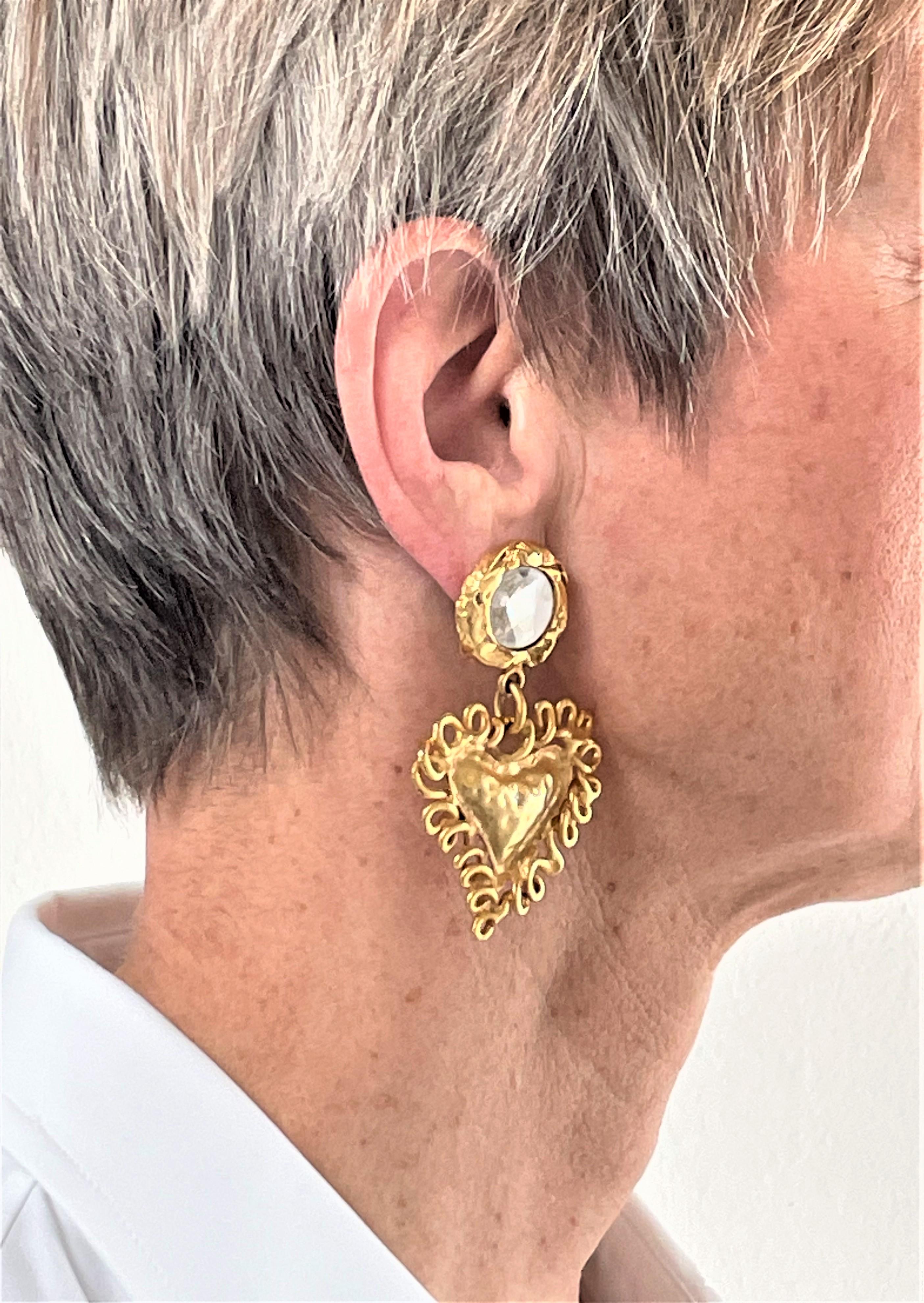 Heart clip-on earring by Christian Lacroix Paris, gold plated, signed 1980s 2