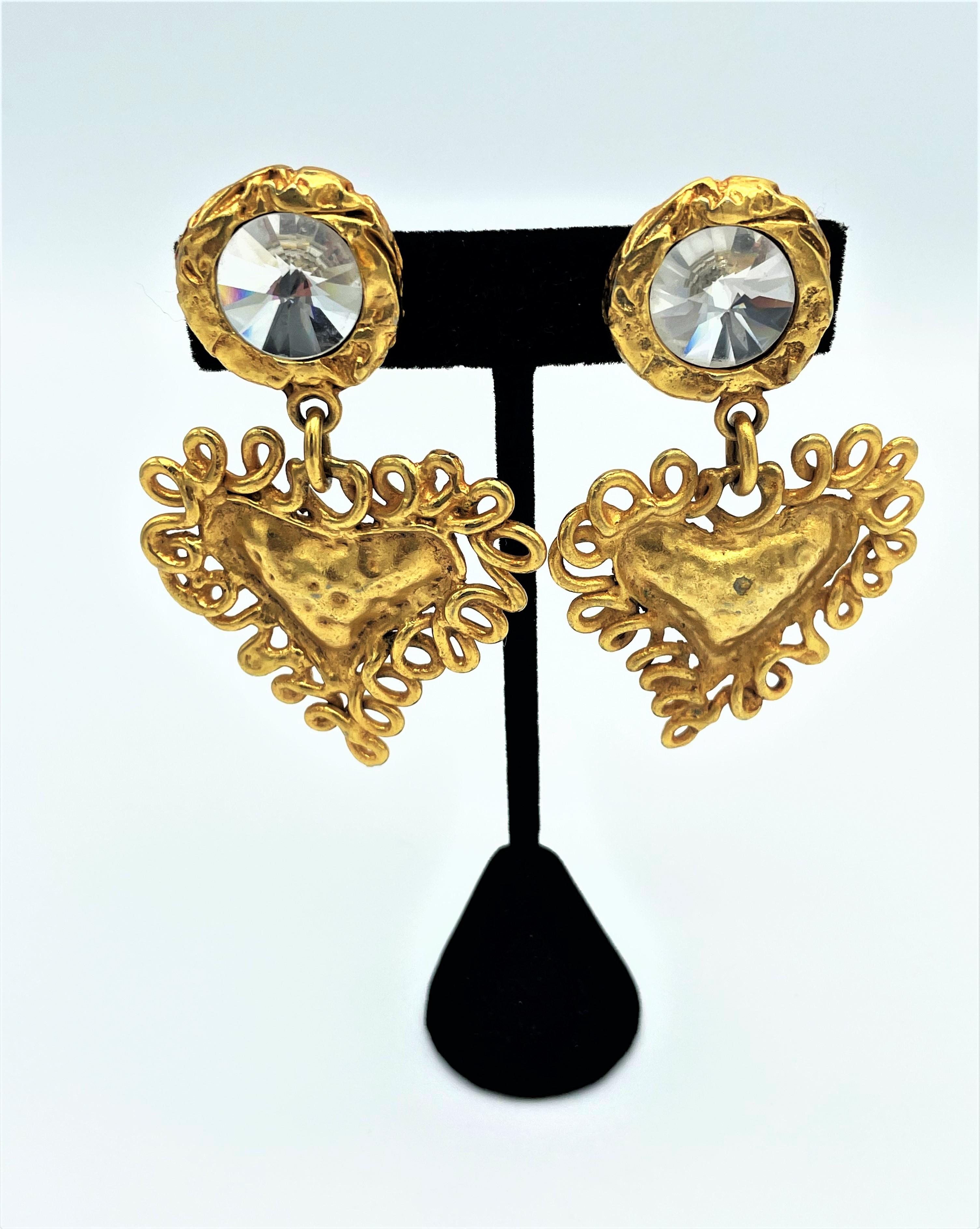Women's Heart clip-on earring by Christian Lacroix Paris, gold plated, signed 1980s