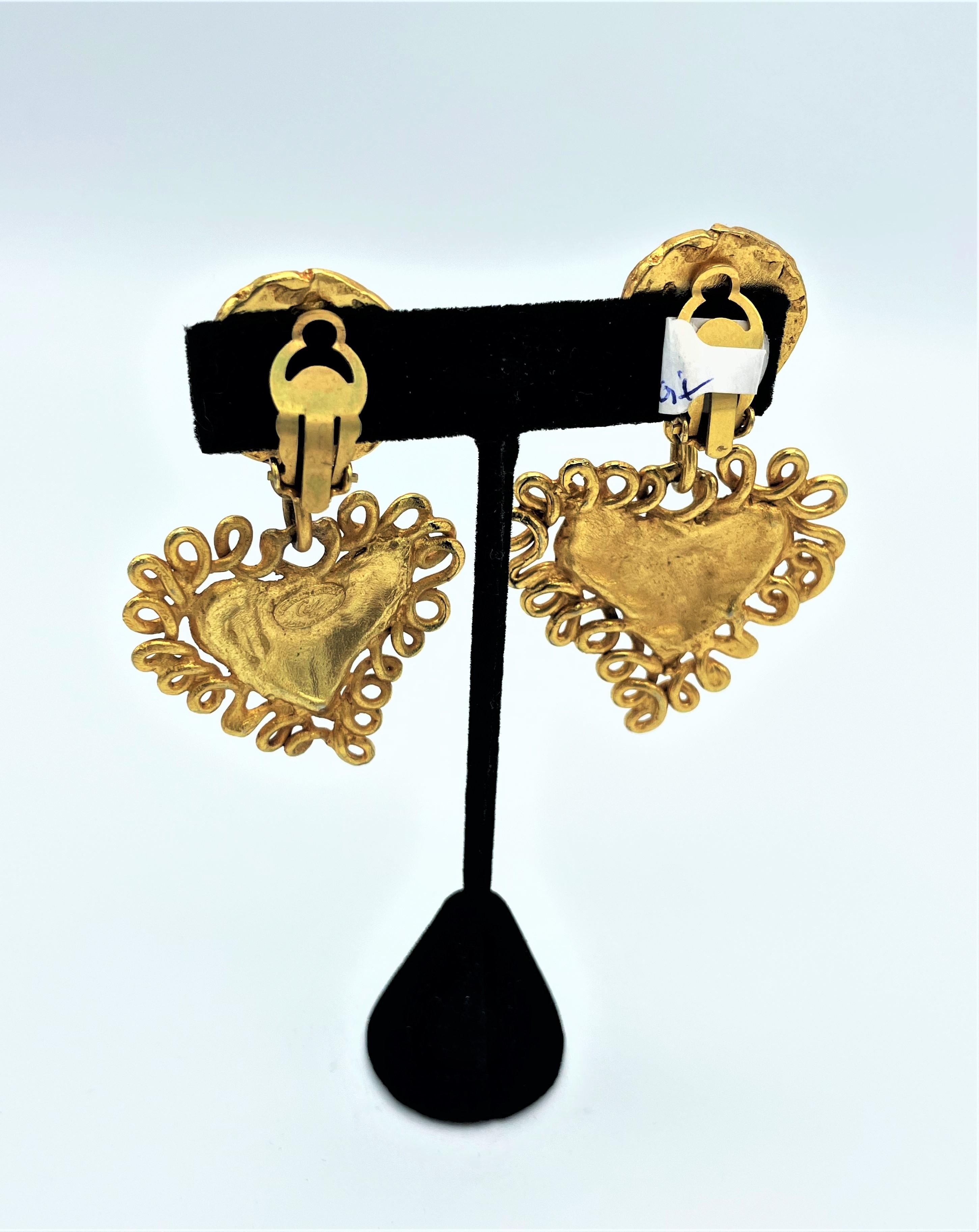 Heart clip-on earring by Christian Lacroix Paris, gold plated, signed 1980s 1