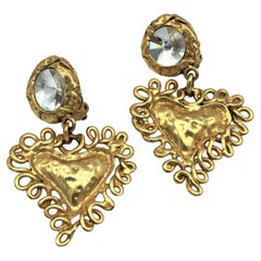 Heart clip-on earring by Christian Lacroix Paris, gold plated, signed 1980s 