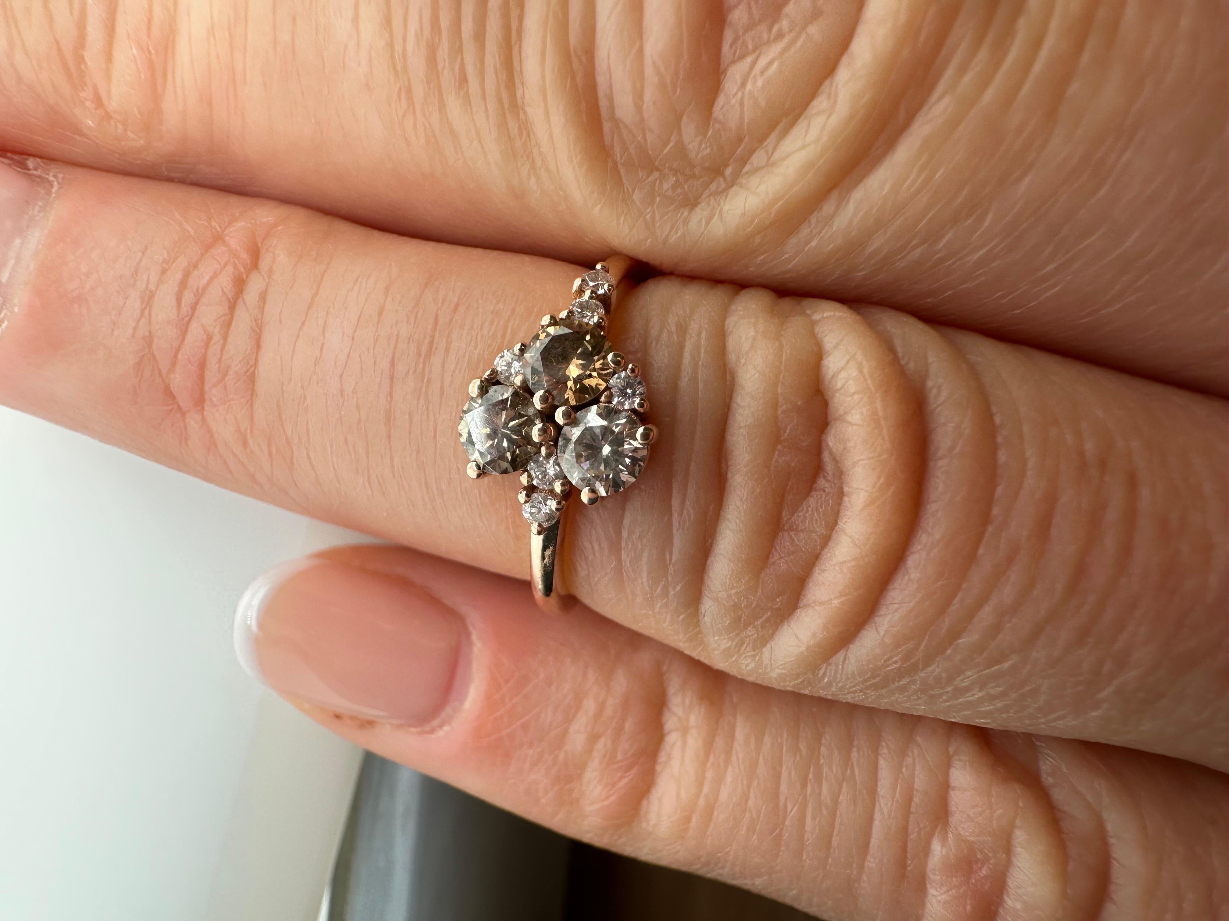 Heart Cluster ring 70ct diamond ring 14KT rose gold In New Condition For Sale In Boca Raton, FL