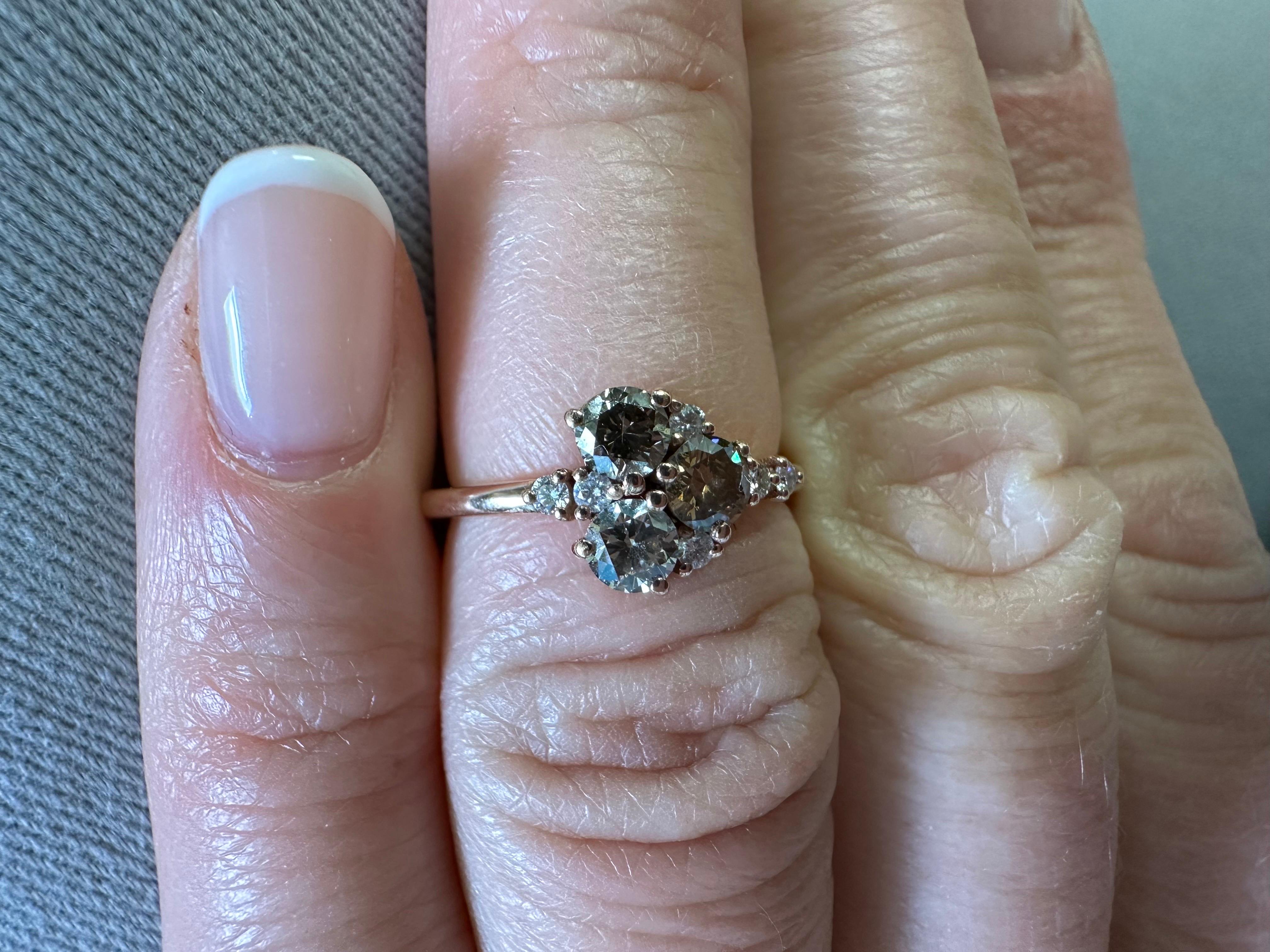 Women's or Men's Heart Cluster ring 70ct diamond ring 14KT rose gold For Sale