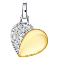 Heart Collection Charm 18 Karat Yellow Gold White Gold Pave Diamonds
