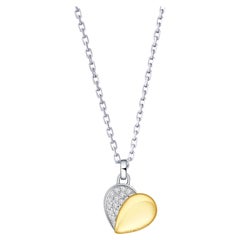 Heart Collection Pendant Necklace 18 Karat Yellow Gold White Gold Pave Diamonds
