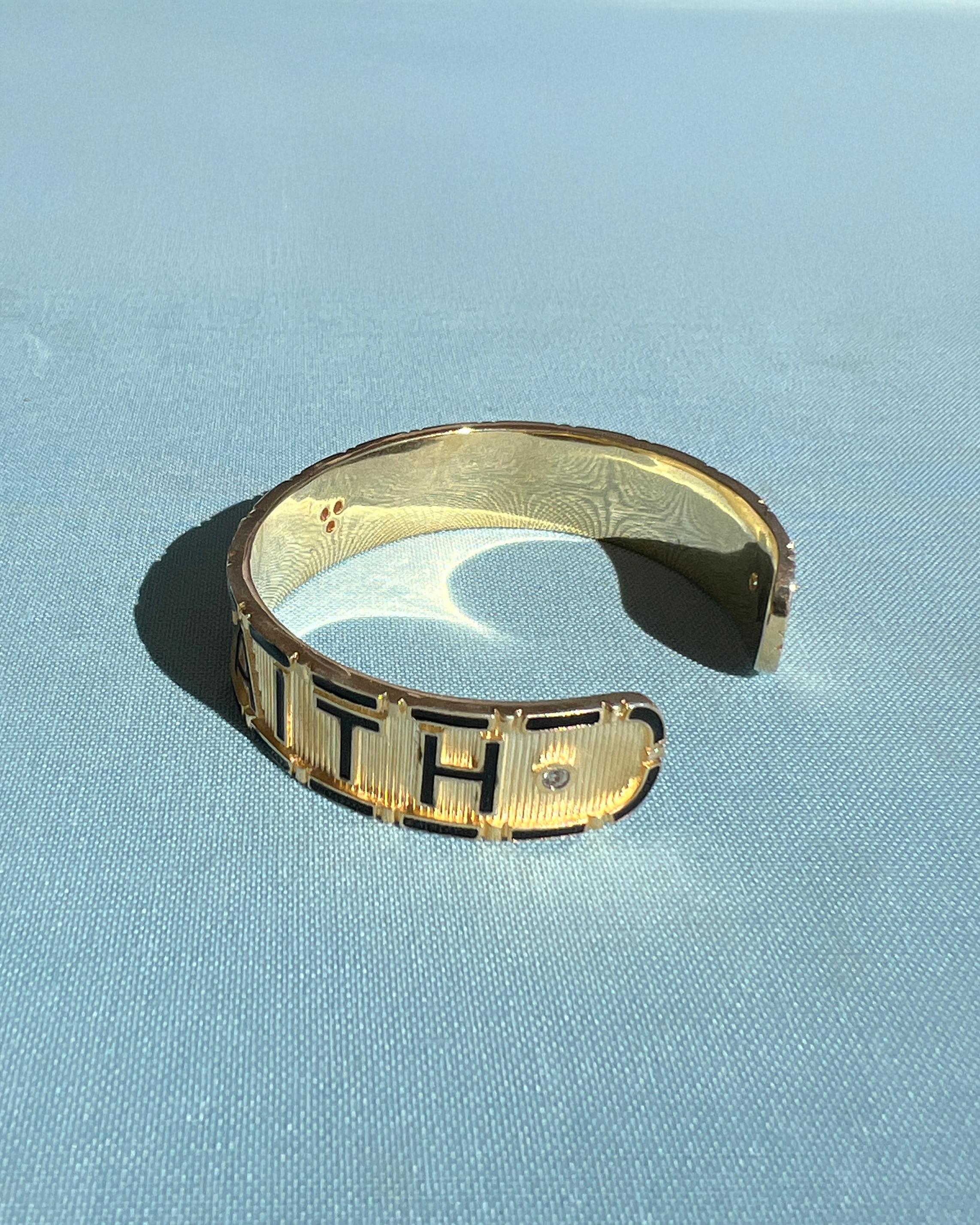 Heart Cuff Bracelet Ruby Enamel Truth Faith In New Condition For Sale In Los Angeles, CA