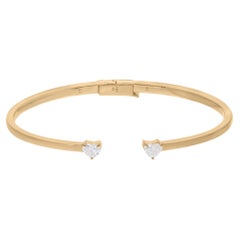 Bracelet manchette en or jaune 14k avec diamant en forme de coeur 0.66Ct Bijoux fins