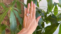 Heart Cut 12.75 Carat Morganite Diamond 18 Karat Yellow Gold Halo Cocktail Ring