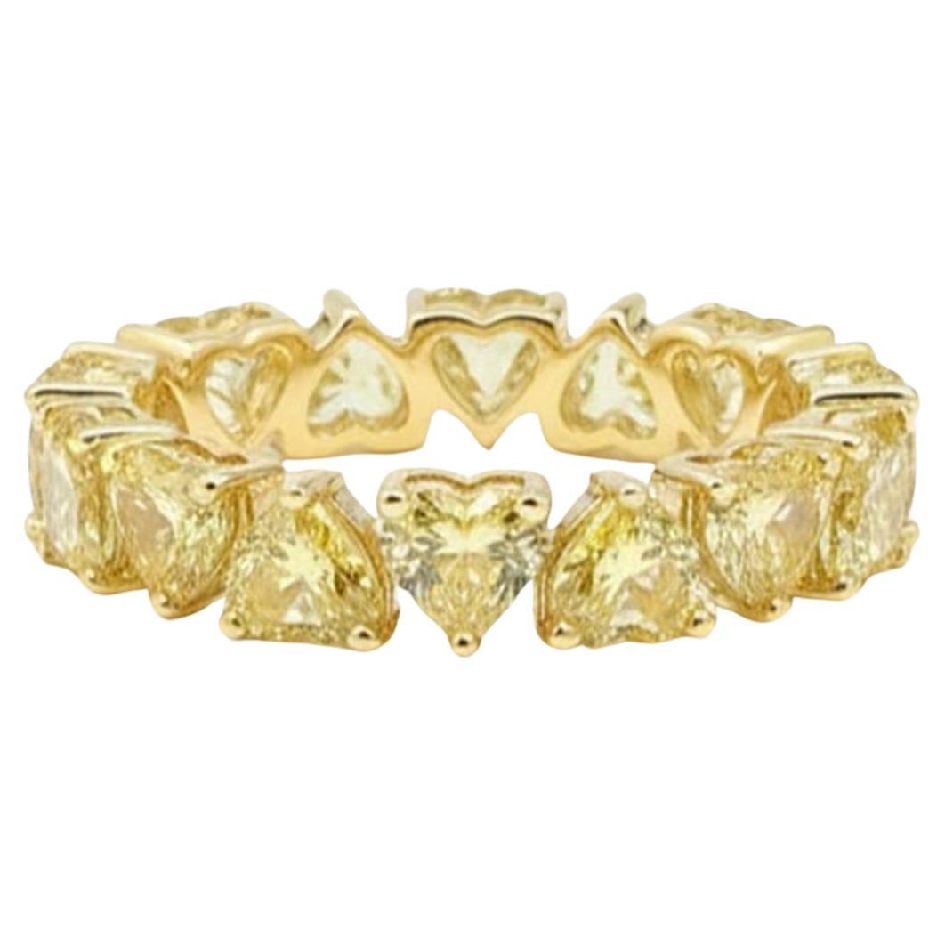 Heart Cut 14 (or 18k upon request) Yellow Gold Diamond Eternity Band Ring