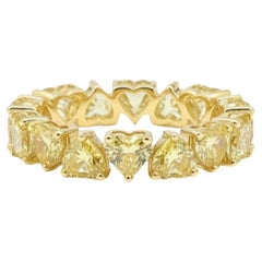 Heart Cut 14 (or 18k upon request) Yellow Gold Diamond Eternity Band Ring