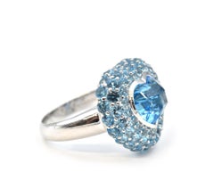 Heart Cut Blue Topaz 14 Karat White Gold Ring