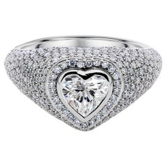 Heart Cut Certified Diamond Engagement Cocktail Ring 14K White Gold Fine Jewelry