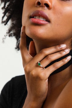 Heart Cut Colombian Emerald and Kite Cut Diamond Tria Ring