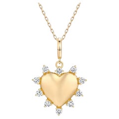 Heart Cut Diamond 14K (or 18k upon request) Yellow Gold Pendant Necklace