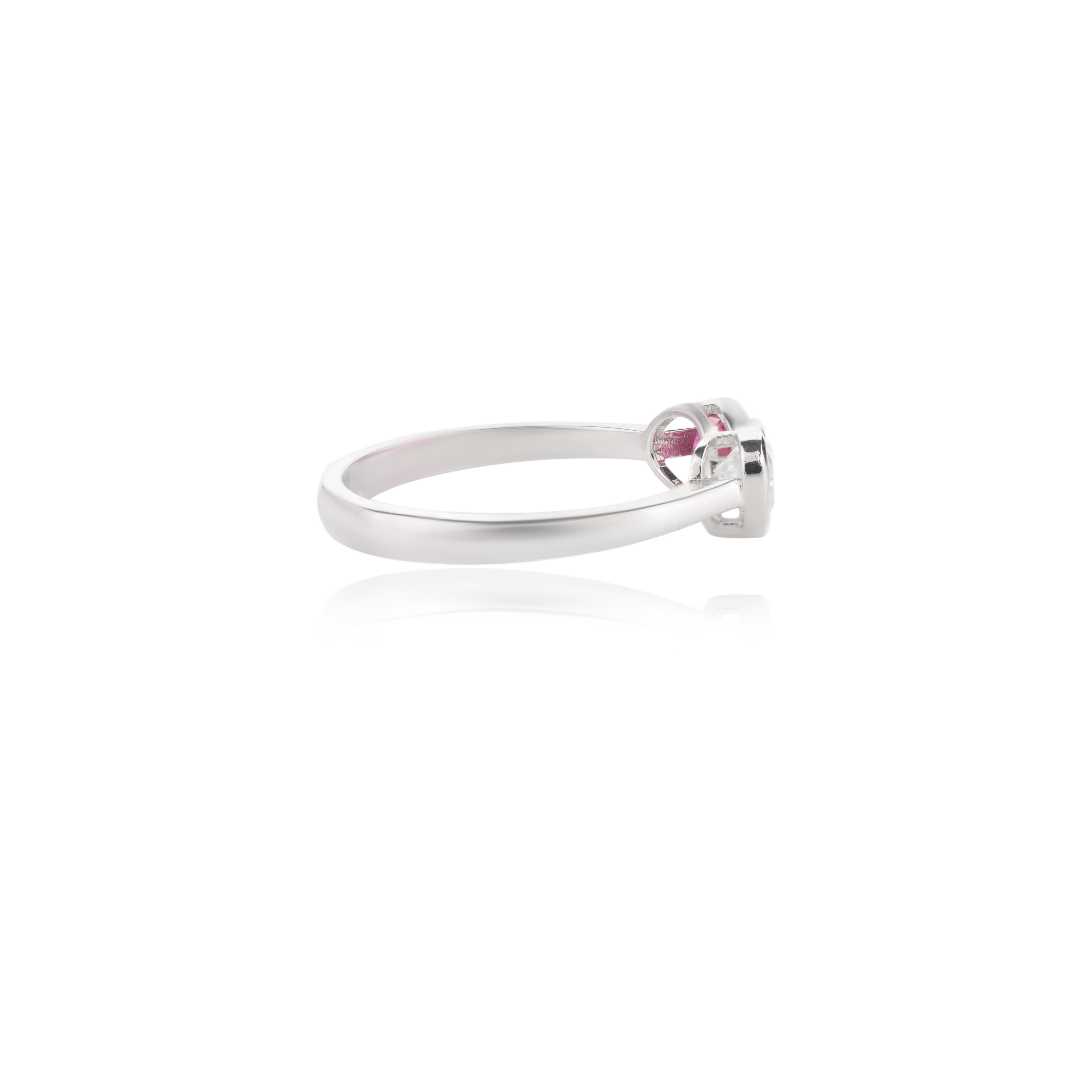 For Sale:  Diamond Heart and Ruby Toi et Moi Two Stone Ring in 18k White Gold Settings 5