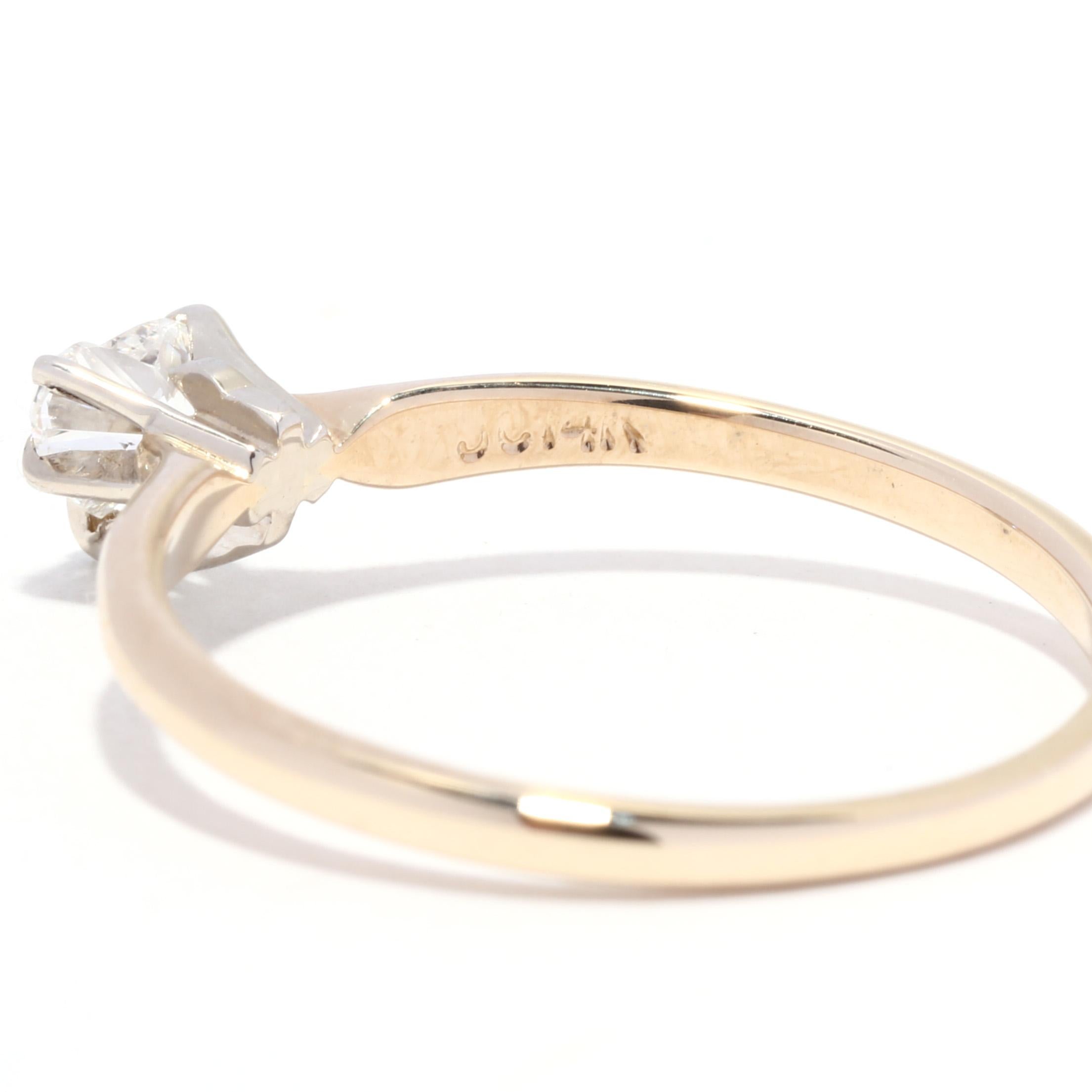 Women's or Men's Heart Cut Diamond Solitaire Engagement Ring, 14K Yellow Gold, Ring