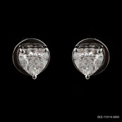18K White Gold 1.22 CT Natural Heart-Cut Diamond Solitaire Stud Earrings