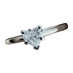 Bague de fiançailles en or blanc 14K avec diamant en forme de coeur G VS