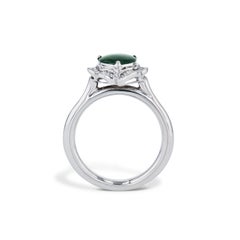Heart Cut Jadeite Diamond Cabochon Estate Ring