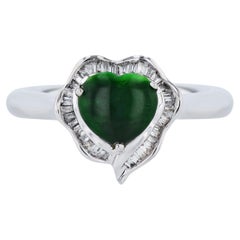 Heart Cut Jadeite Diamond Cabochon Estate Ring