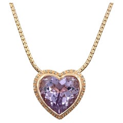Heart Cut Morganite and Diamond Halo Pendant Necklace in 14 Karat Rose Gold