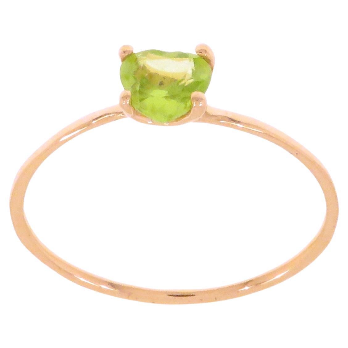 Heart Cut Peridot 9 Karat Rose Gold Ring Handcrafted in Italy For Sale