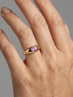 Heart-Cut Pink Sapphire 14K (18K Custom) Yellow Gold Band Ring