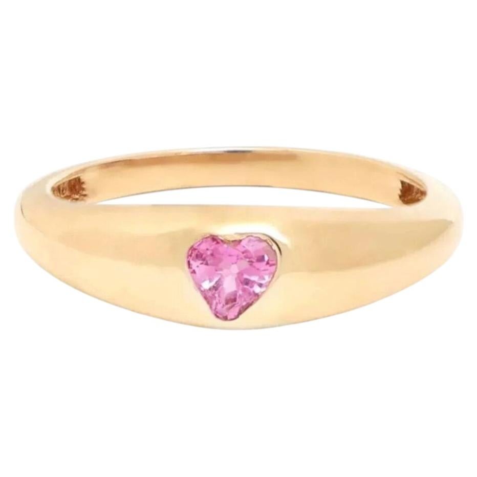 0,29 Karat rosa Saphir im Herzschliff, Ring mit Band aus 14-karätigem Gelbgold