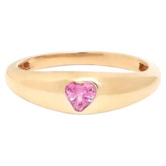 Heart-Cut Pink Sapphire 14K (18K Custom) Yellow Gold Band Ring
