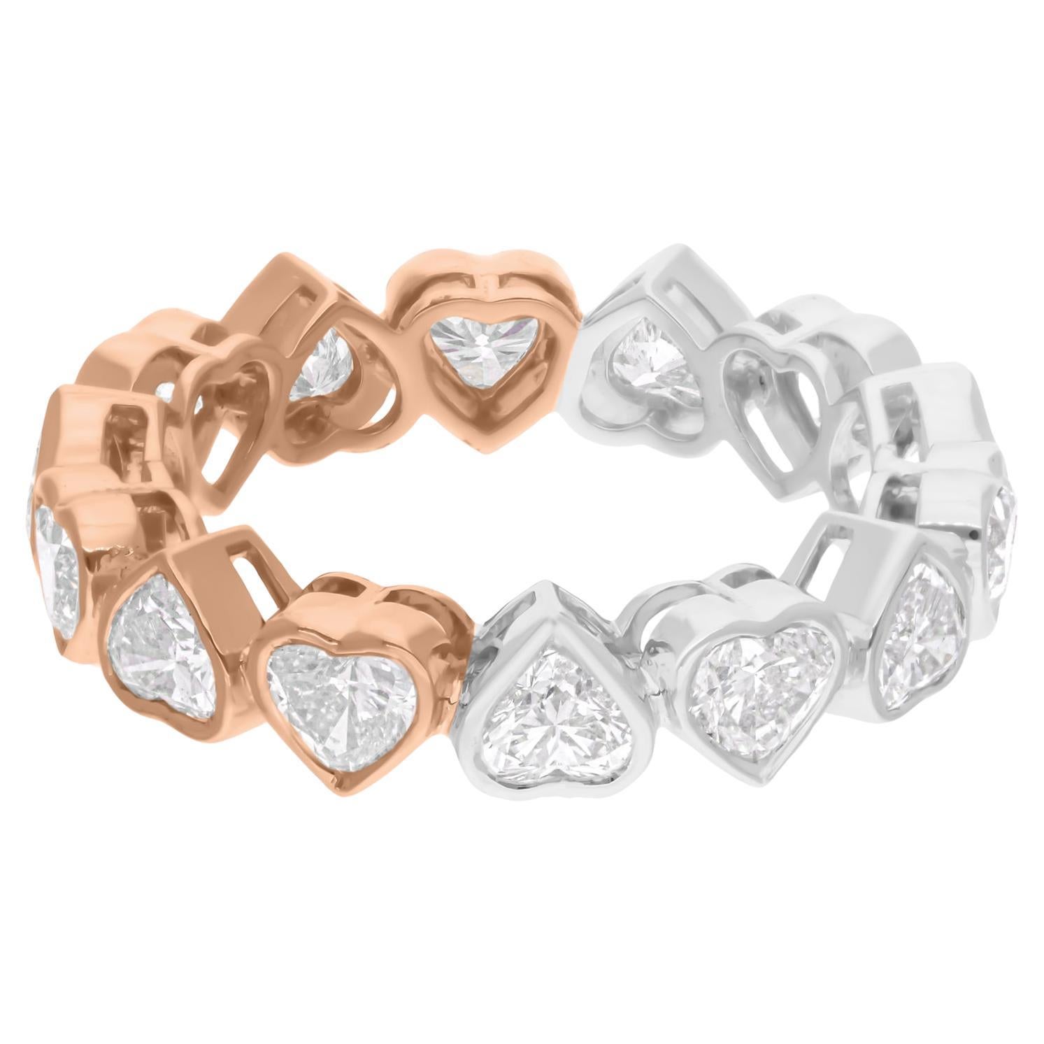Heart Cut SI/H 3.39Ct Diamond Full Eternity Band Ring 14K Gold Fine Jewelry
