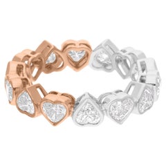 Heart Cut SI/H 3.39Ct Diamond Full Eternity Band Ring 14K Gold Fine Jewelry
