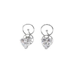 Heart Cut Stud Silver Earrings