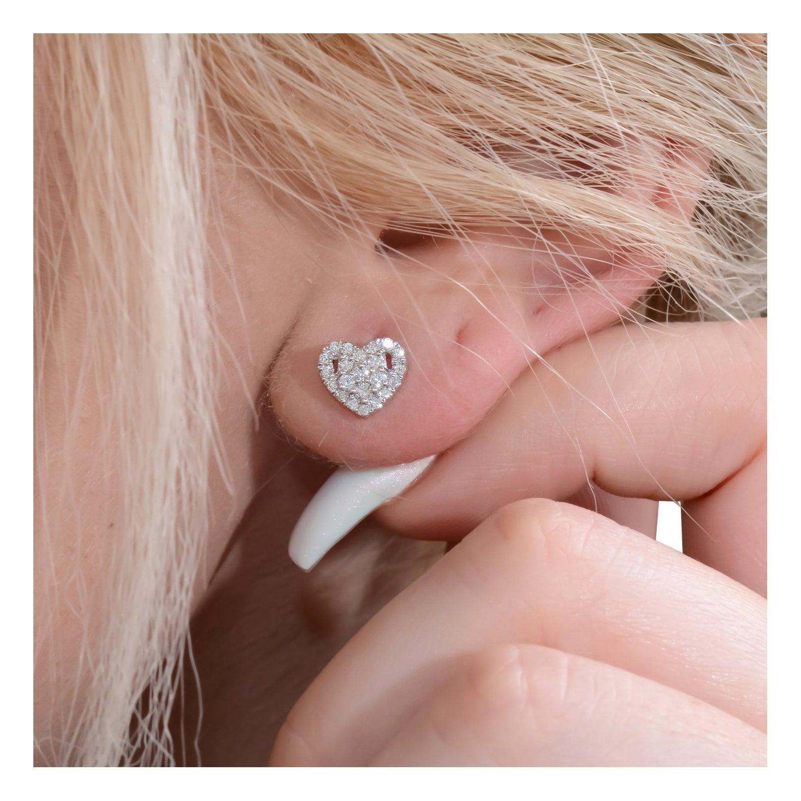 Heart Design Moissanite Earring 925 Sterling Silver Minimalist Earring For Her.