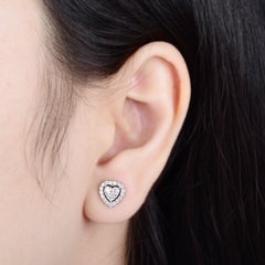 Heart Diamond 10 Karat Gold Stud Earrings