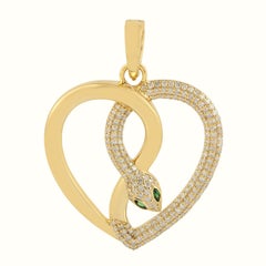 Meghna Jewels Heart Diamond 14 Karat Gold Snake Pendant Necklace