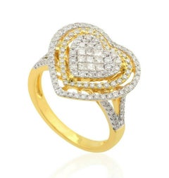 Heart Diamond 14 Karat Two Tone Gold Ring
