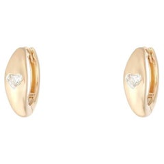 0.29ct Fancy Diamond Heart Domed 14K Gold Huggie Earrings