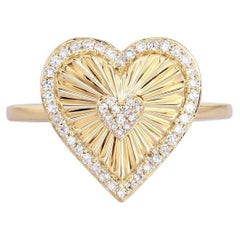 Anello con diamante a cuore in oro giallo 14 carati (o 18 carati su richiesta)