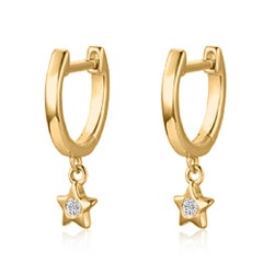 Orecchini a goccia con diamante a cuore in oro giallo 14K