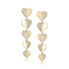 Heart Diamond Arc 14K (or 18k upon request) Yellow Gold Drop Earrings