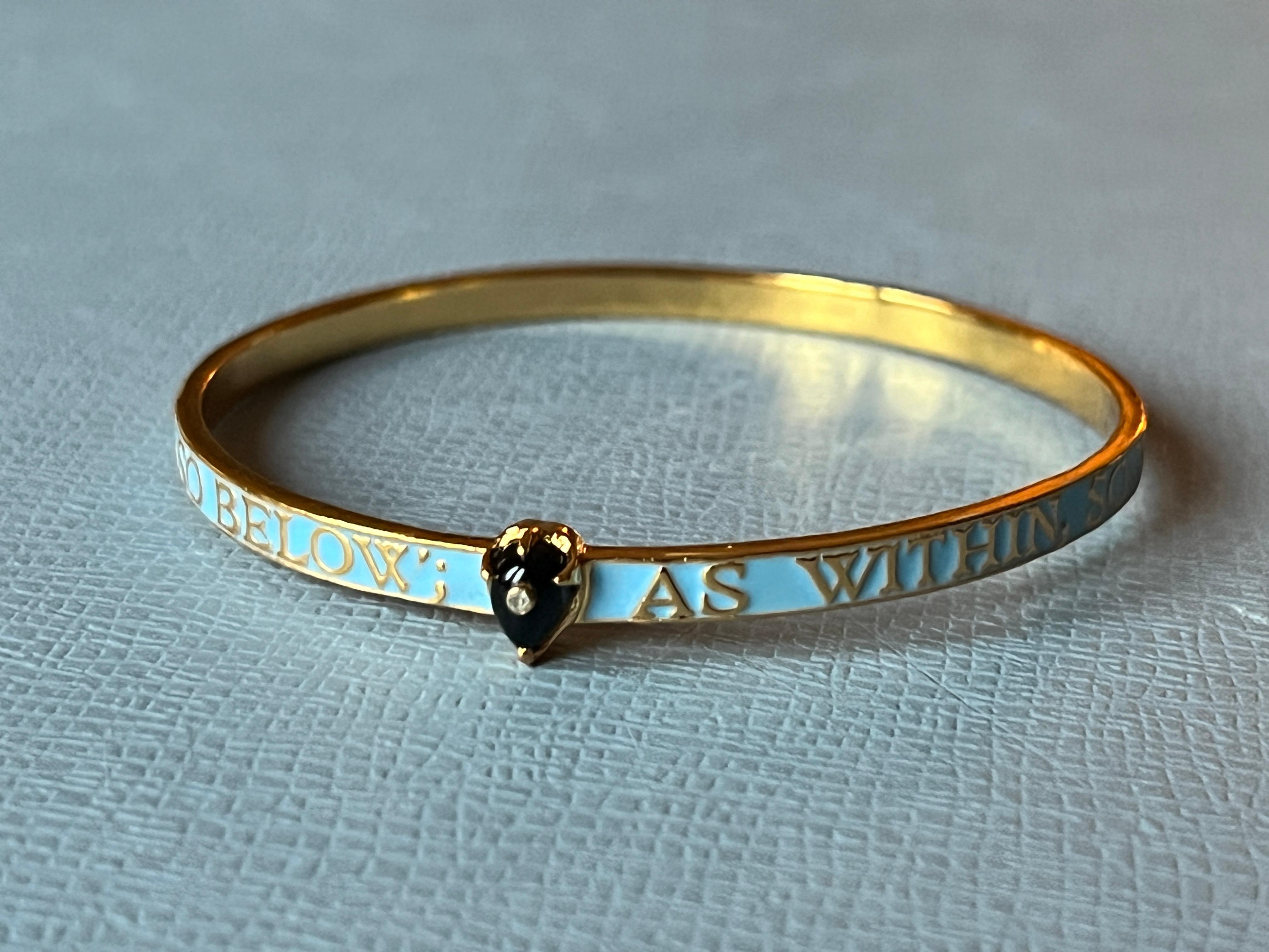 Onice  Bracciale Bangle con diamanti Smalto azzurro in vendita 8